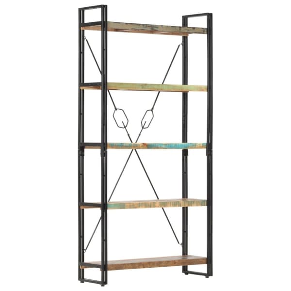 vidaXL Bogreol/reol i 5 niveauer 90x30x180 cm massivt genbrugstræ change