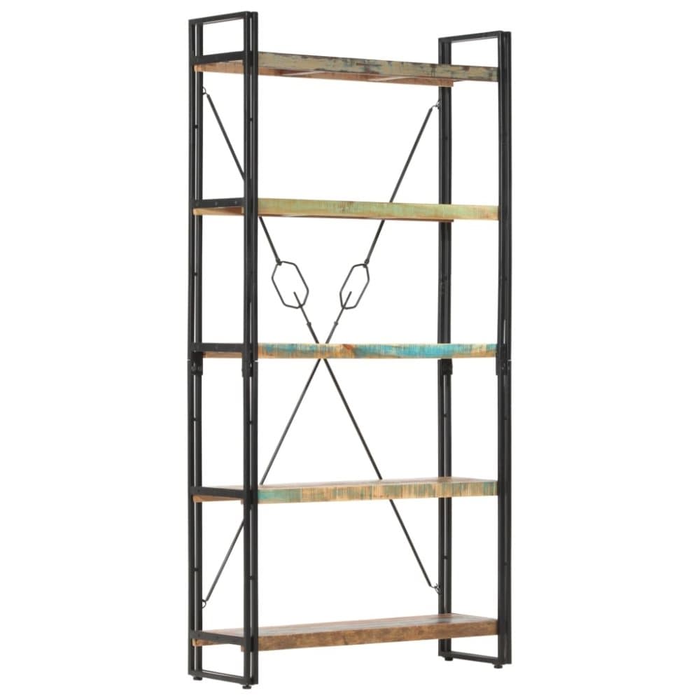 vidaXL 5-tasoinen kirjahylly 90x30x180 cm täysi kierrätetty puu