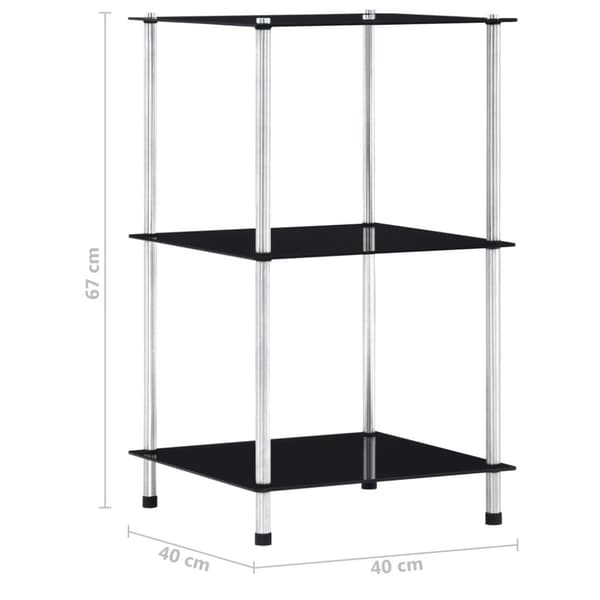 vidaXL reol 3 hylder 40x40x67 cm hærdet glas sort