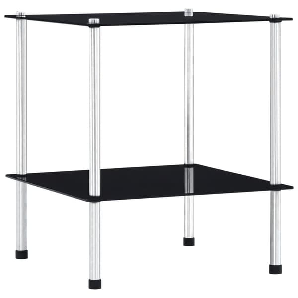 vidaXL Hylla 2 hyllplan svart 40x40x47 cm härdat glas