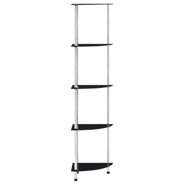 vidaXL Hylle 5 etasjer svart 30x30x130 cm herdet glass