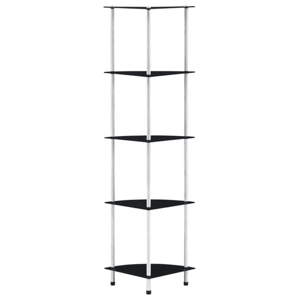 vidaXL Hylle 5 etasjer svart 30x30x130 cm herdet glass