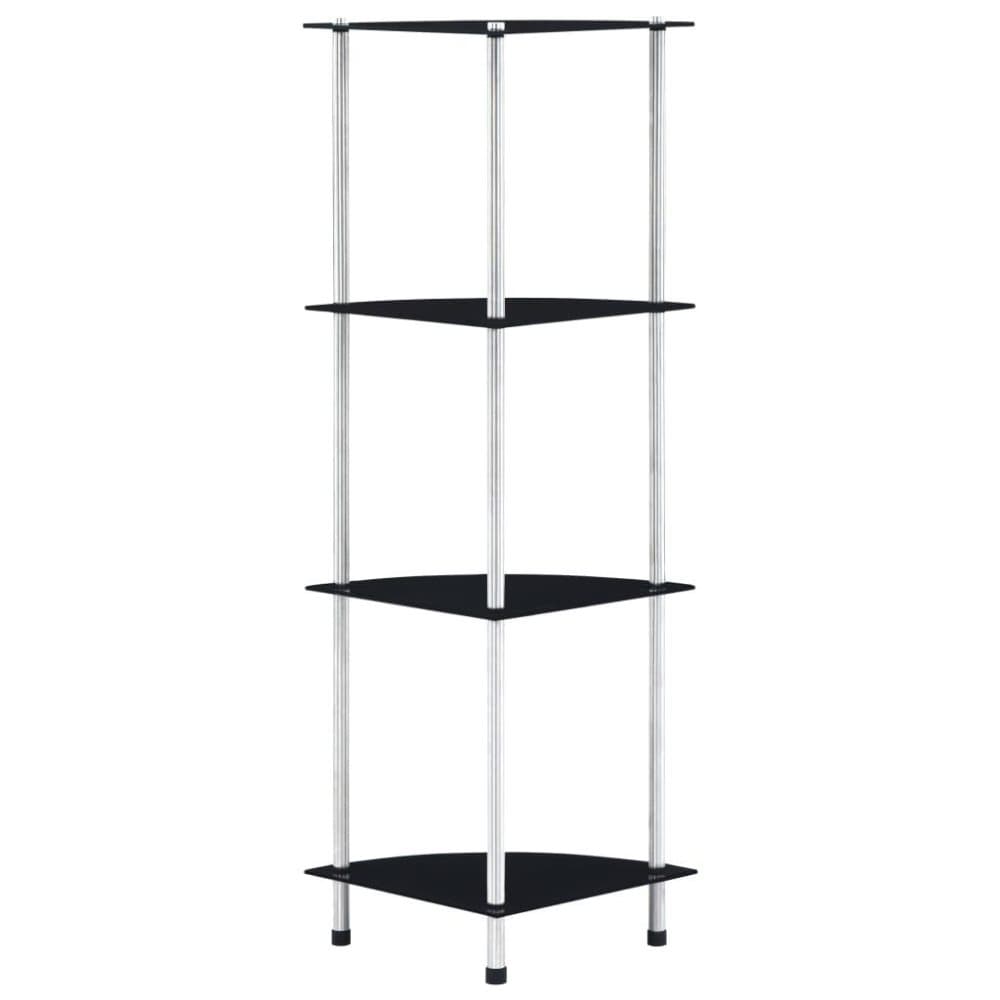 vidaXL Hylla 4 hyllplan svart 30x30x100 cm härdat glas