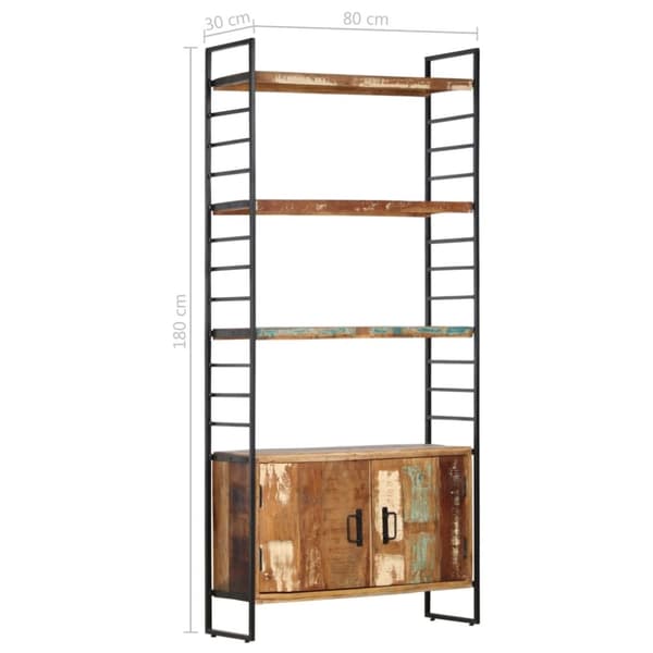 vidaXL Bogreol/reol i 4 niveauer 80x30x180 cm massivt genbrugstræ change