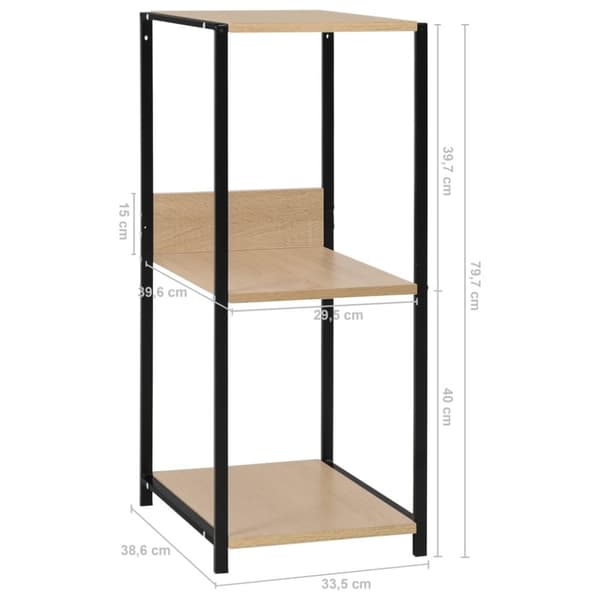 vidaXL Liten rett bokhylle svart eik 33,5x39,6x79,7 cm konstruert tre