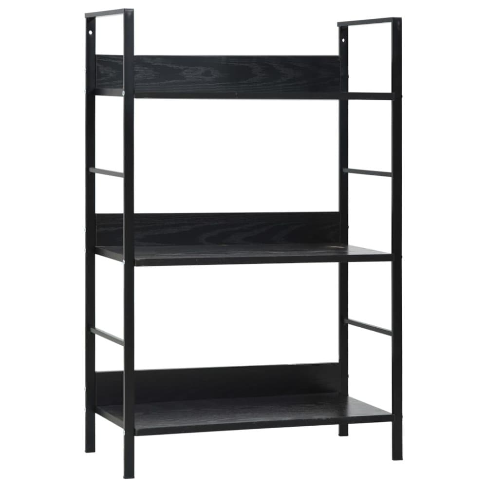 vidaXL Bokhylla 3 hyllplan svart 60x27,6x90,5 cm spånskiva