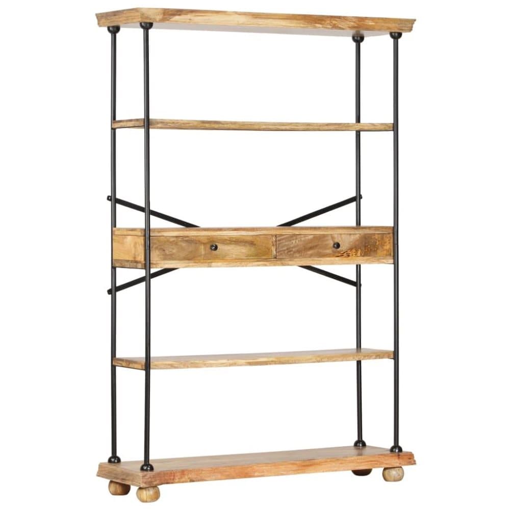 vidaXL bogreol med 4 hylder 120 x 35 x 180 cm massivt mangotræ og stål
