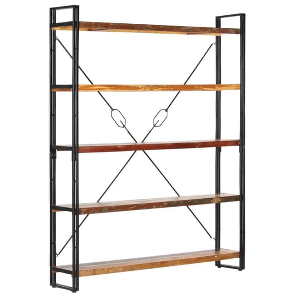 vidaXL Bogreol/reol med 5 hylder 140x30x180 cm massivt genbrugstræ change