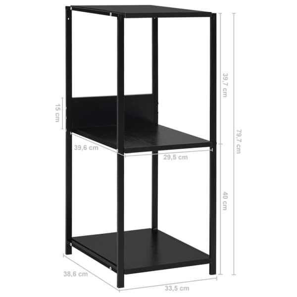 vidaXL Liten rett bokhylle svart 33,5x39,6x79,7 cm konstruert tre