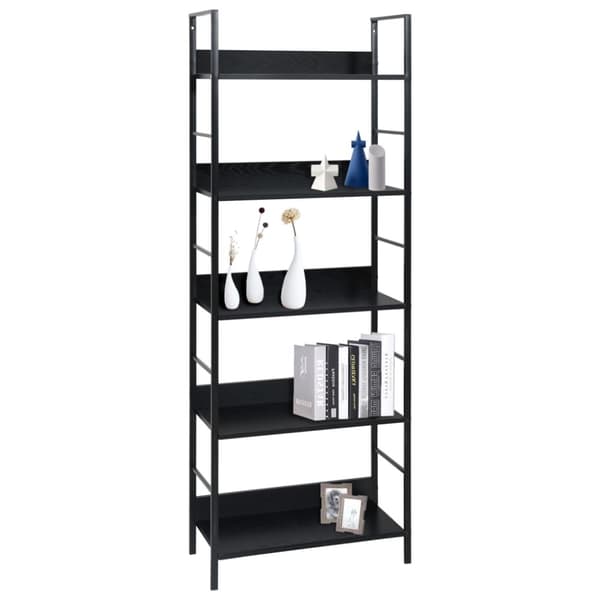 vidaXL Bokhylle 5 lag svart 60x27,6x158,5 cm konstruert tre