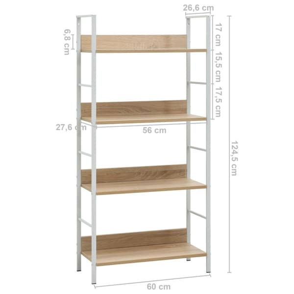 vidaXL Bogreol/reol 60x27,6x124,5 cm 4 hylder konstrueret træ egetræsfarve change