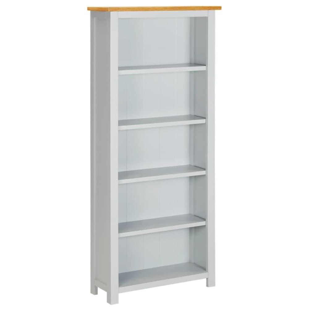 vidaXL bogreol med 5 hylder 60x22,5x140 cm massivt egetræ