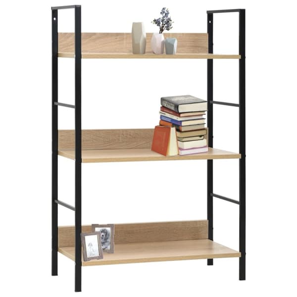 vidaXL Bogreol/reol med 3 hylder 60x27,6x90,5 cm konstrueret træ egetræ change