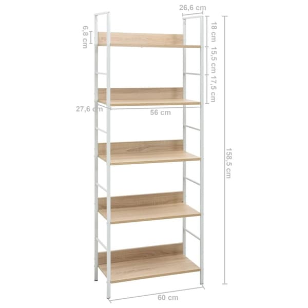vidaXL Bogreol/reol 60x27,6x158,5 cm 5 hylder konstrueret træ egetræsfarvet change