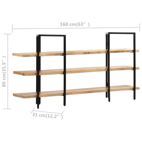 vidaXL Bokhylla med 3 hyllplan 160x31x80 cm massivt mangoträ