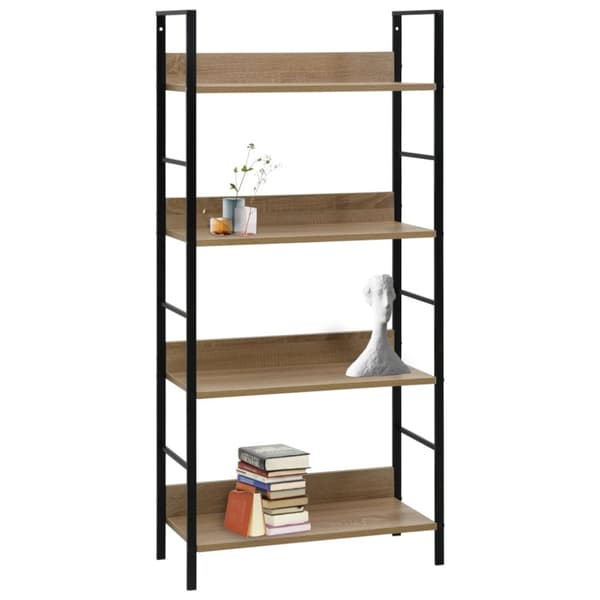 vidaXL Bogreol/reol 60x27,6x124,5 cm 4 hylder konstrueret træ egetræsfarve change