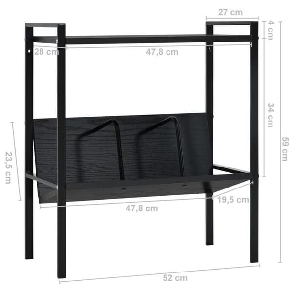 vidaXL Bogreol/reol med 2 hylder 52x28x59 cm konstrueret træ sort change