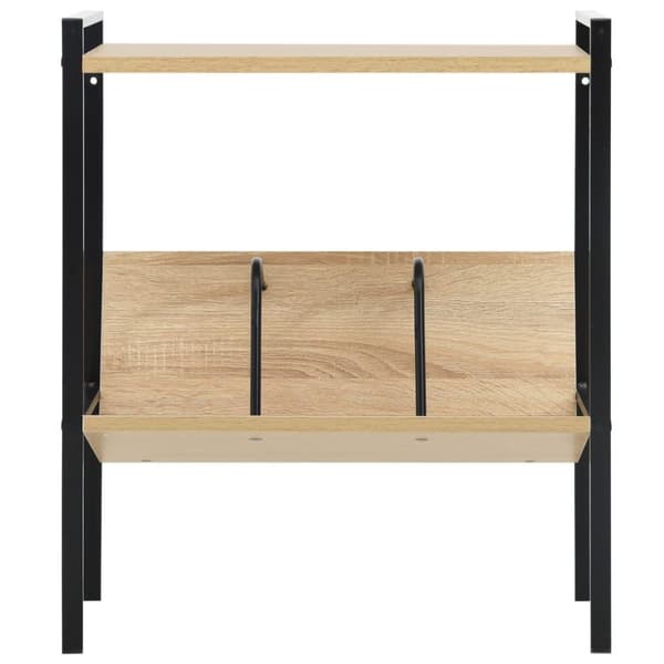 vidaXL Bogreol/reol 2 hylder 52x28x59 cm spånplade sort og egetræ change