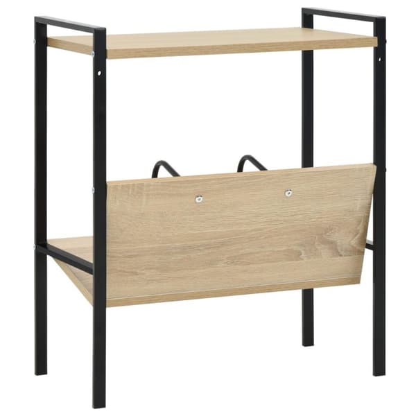 vidaXL Bogreol/reol 2 hylder 52x28x59 cm spånplade sort og egetræ change