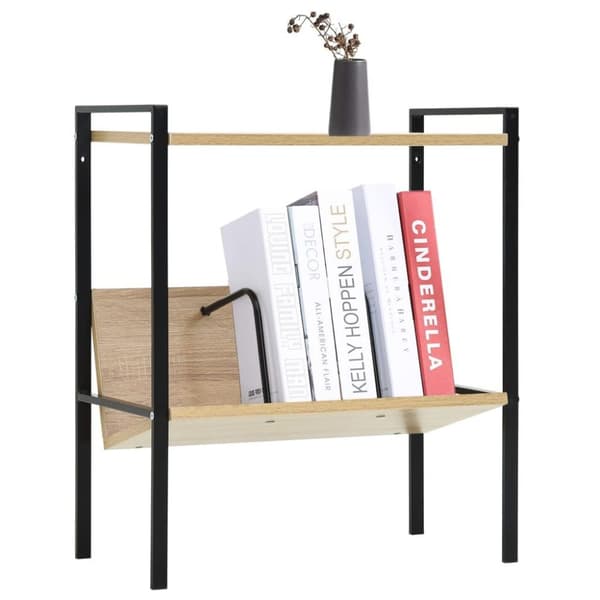 vidaXL Bokhylla 2 hyllplan svart och ek 52x28x59 cm spånskiva