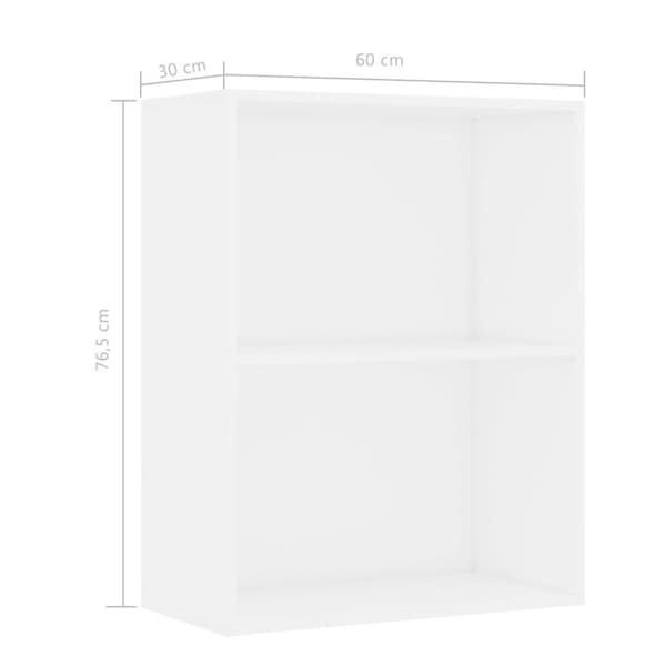 vidaXL Bogreol/reol med 2 hylder 60 x 30 x 76,5 cm spånplade hvid change