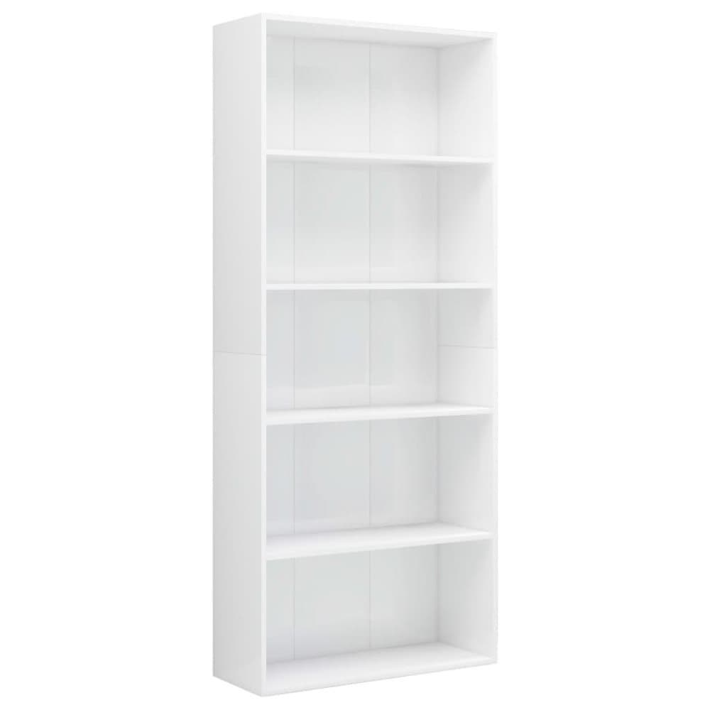 vidaXL bogreol med 5 hylder 80 x 30 x 189 cm spånplade hvid højglans