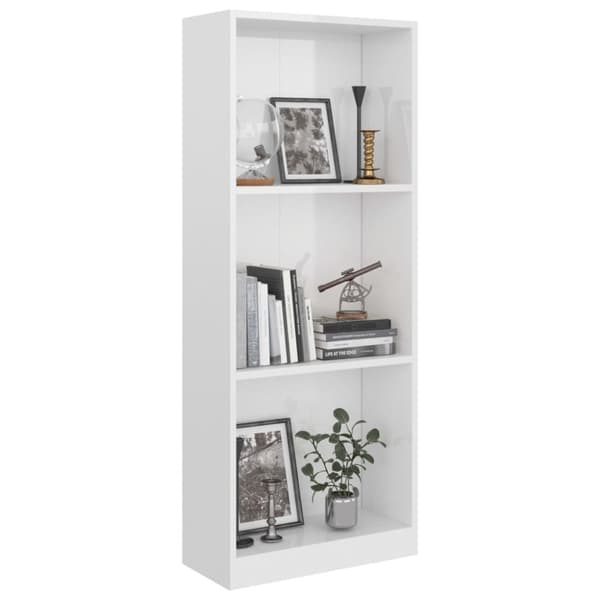 vidaXL Bogreol/reol med 3 hylder 40x24x109 cm konstrueret træ hvid højglans change