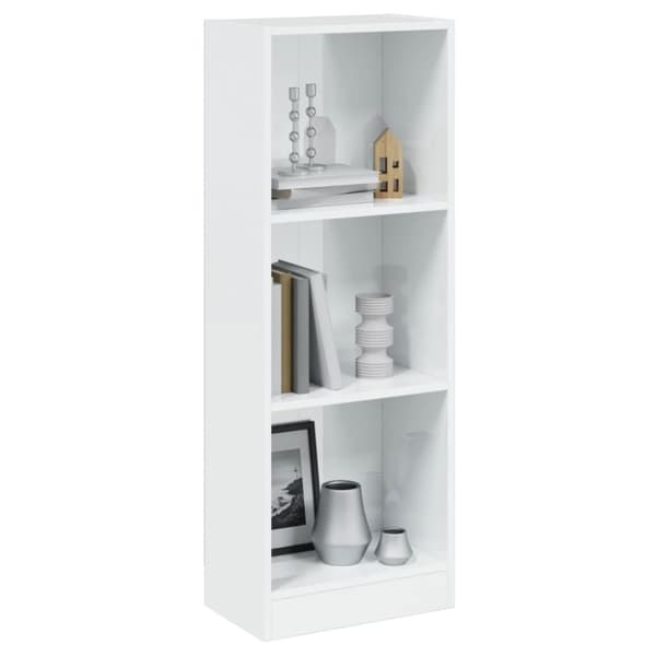 vidaXL Bogreol/reol med 3 hylder 40x24x109 cm konstrueret træ hvid højglans change