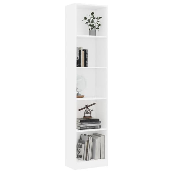 vidaXL Bogreol/reol med 5 hylder 40 x 24 x 175 cm spånplade hvid change