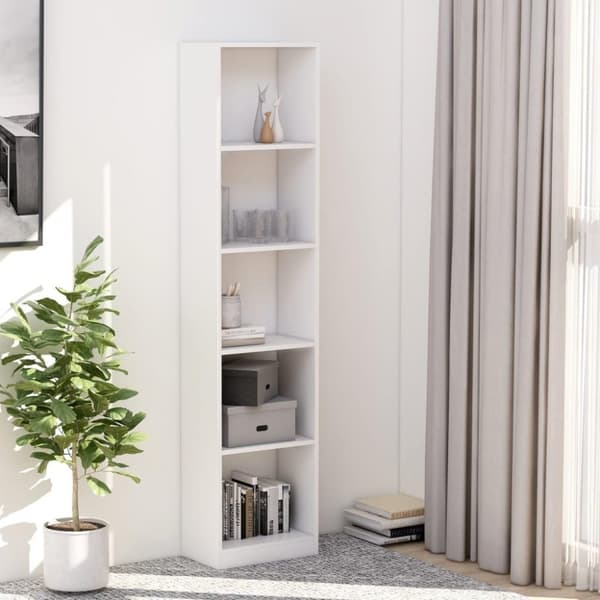 vidaXL Bogreol/reol med 5 hylder 40 x 24 x 175 cm spånplade hvid change
