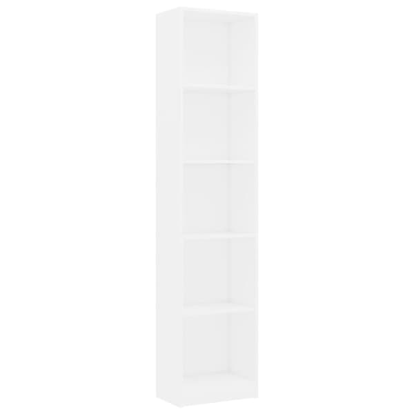vidaXL Bogreol/reol med 5 hylder 40 x 24 x 175 cm spånplade hvid change