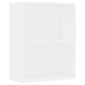 Miniatyrbilde 1 av 9: vidaXL Bokhylle 2 nivåer hvit 60x30x76,5 cm sponplate