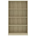 Miniatyrbillede 3 af 7: vidaXL Bogreol/reol med 4 hylder 80x24x142 cm konstrueret træ sonoma-eg change