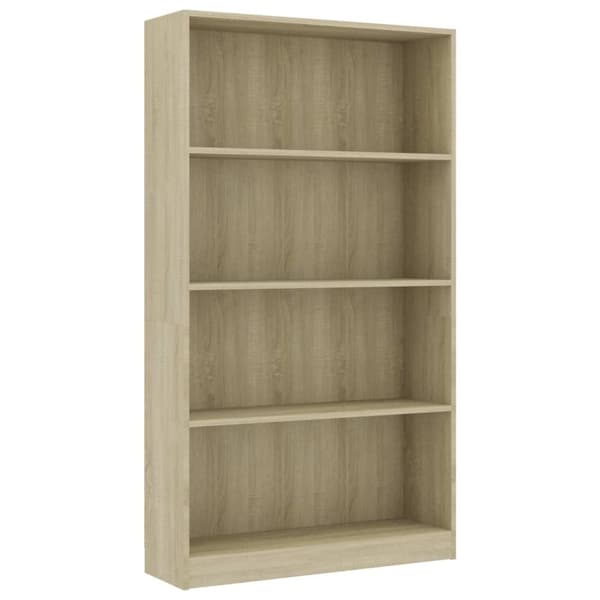 vidaXL Bogreol/reol med 4 hylder 80x24x142 cm konstrueret træ sonoma-eg change