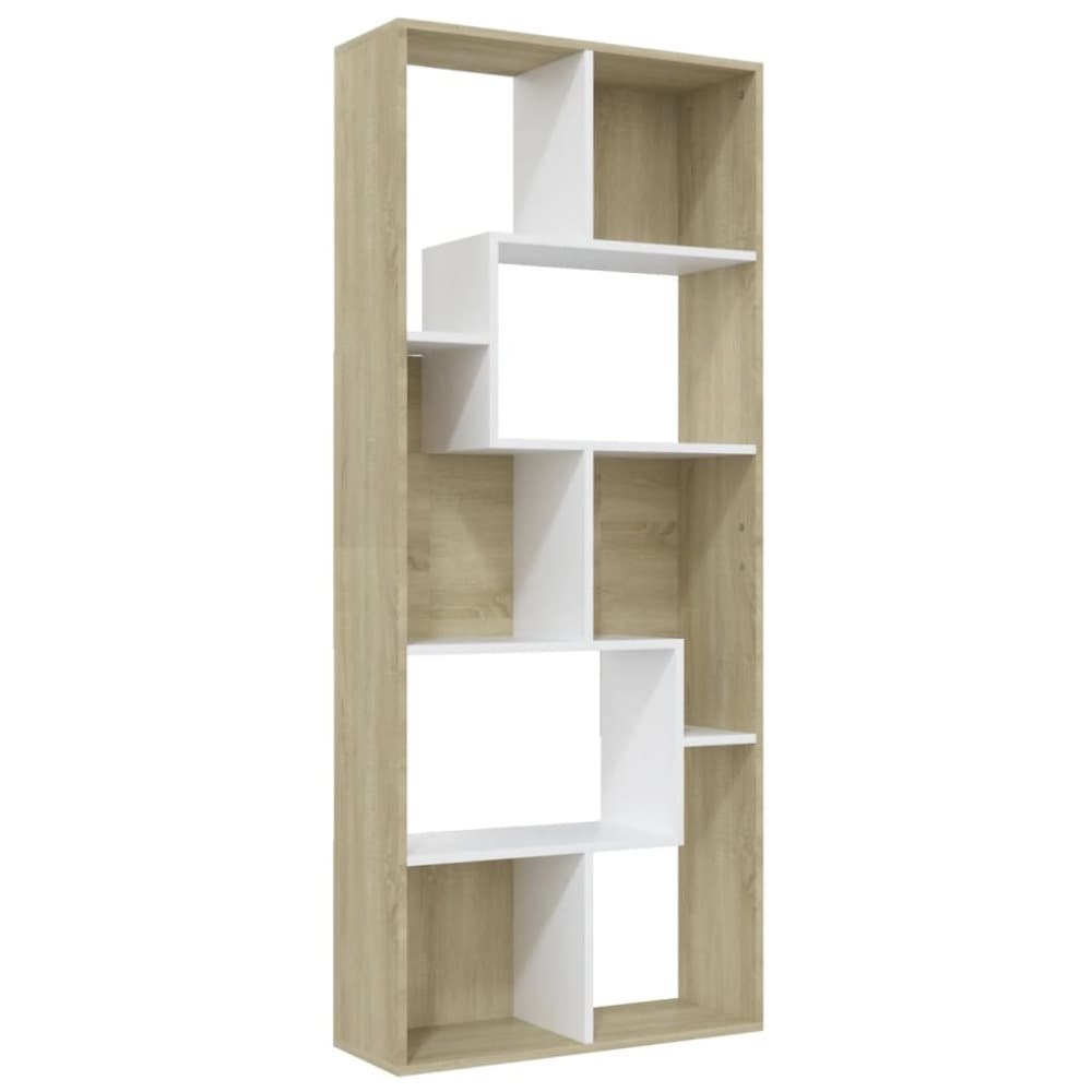 vidaXL Reol 67x24x161 cm spånplade hvid og sonoma-eg