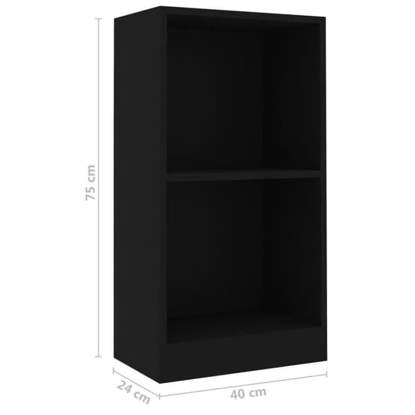 vidaXL Bokhylle svart 40x24x75 cm sponplate