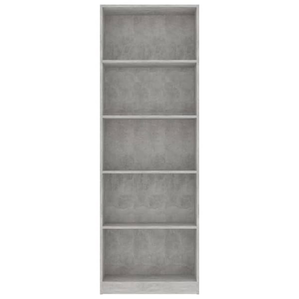 vidaXL Bokhylla 5 hyllor betonggrå 60x24x175 cm konstruerat trä