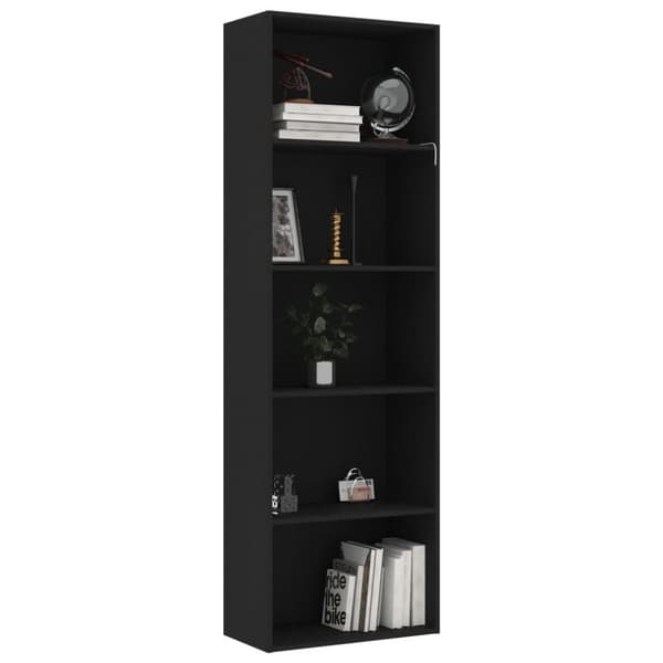vidaXL Bogreol/reol med 5 hylder 60 x 30 x 189 cm spånplade sort change