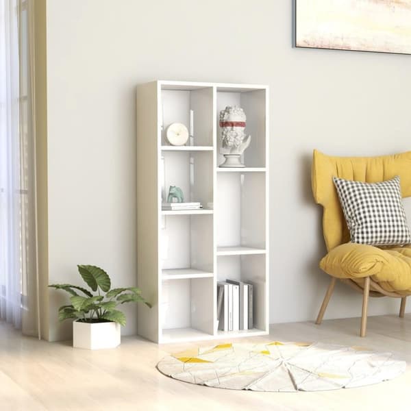 vidaXL Reol 50x25x106 cm spånplade højglans hvid
