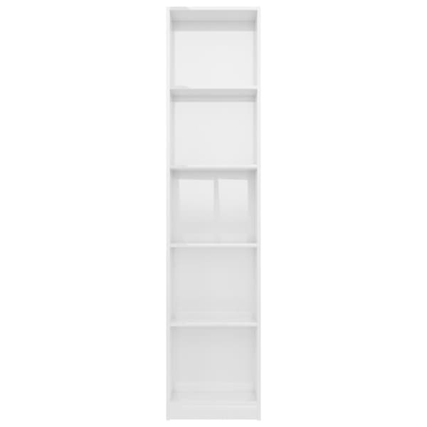 vidaXL Bokhylla 5 hyllor vit högglans 40x24x175 cm spånskiva