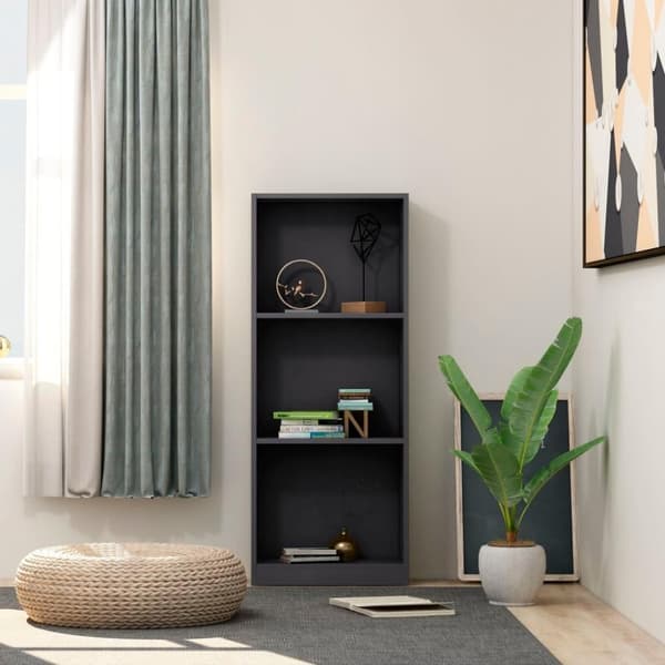 vidaXL 3-tasoinen kirjahylly harmaa 40x24x109 cm tekninen puu