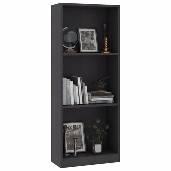 vidaXL 3-tasoinen kirjahylly harmaa 40x24x109 cm tekninen puu