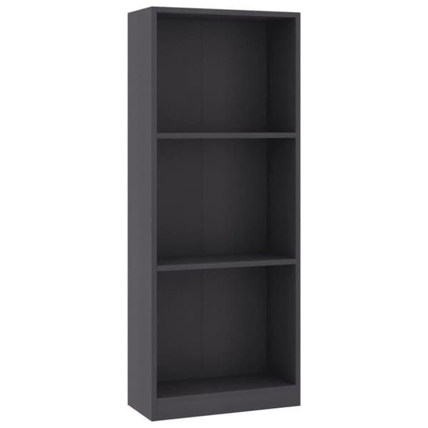 vidaXL 3-tasoinen kirjahylly harmaa 40x24x109 cm tekninen puu