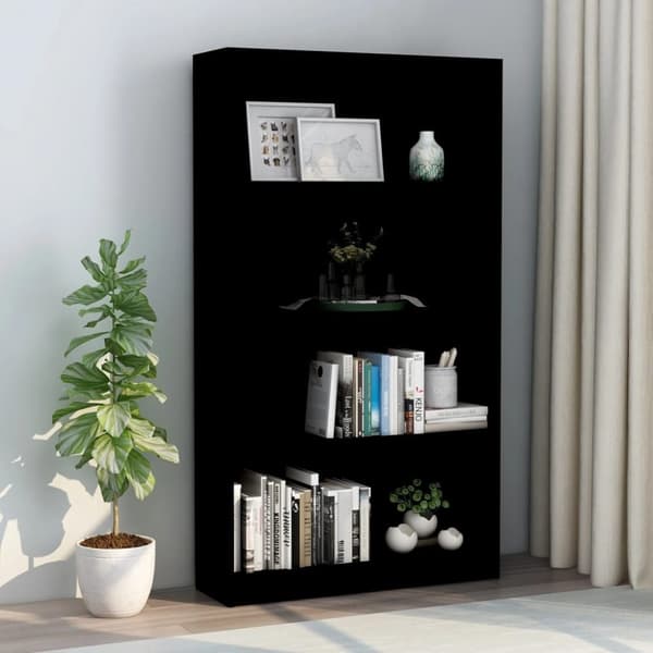 vidaXL Bogreol/reol med 4 hylder 80x24x142 cm konstrueret træ sort change