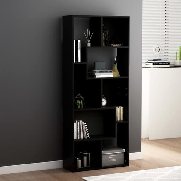 vidaXL Bokhylle svart 67x24x161 cm sponplate