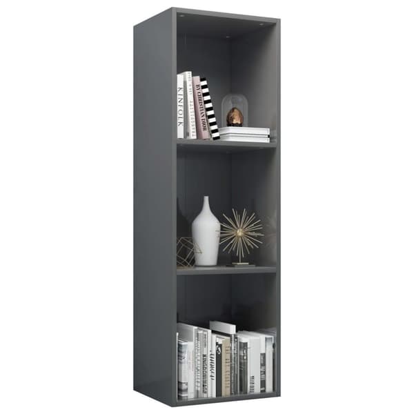 vidaXL Bokhylla/TV-bänk grå högglans 36x30x114 cm spånskiva