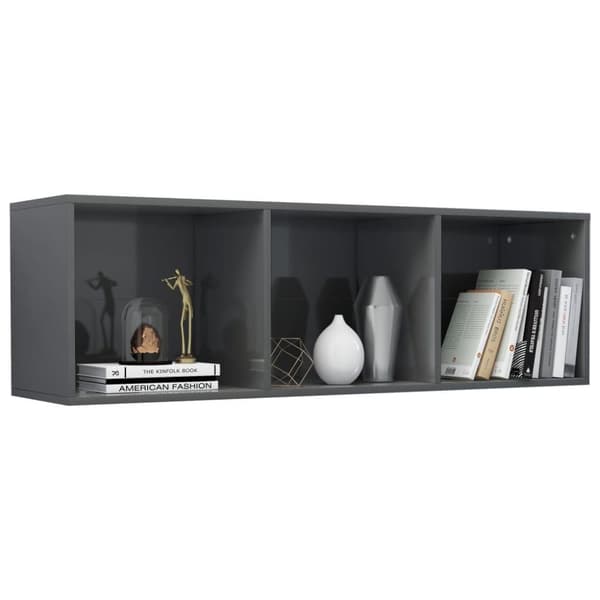vidaXL Bokhylla/TV-bänk grå högglans 36x30x114 cm spånskiva