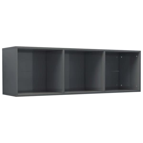 vidaXL Bokhylla/TV-bänk grå högglans 36x30x114 cm spånskiva