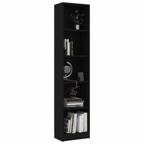 vidaXL Bogreol/reol med 5 hylder 40 x 24 x 175 cm spånplade sort change