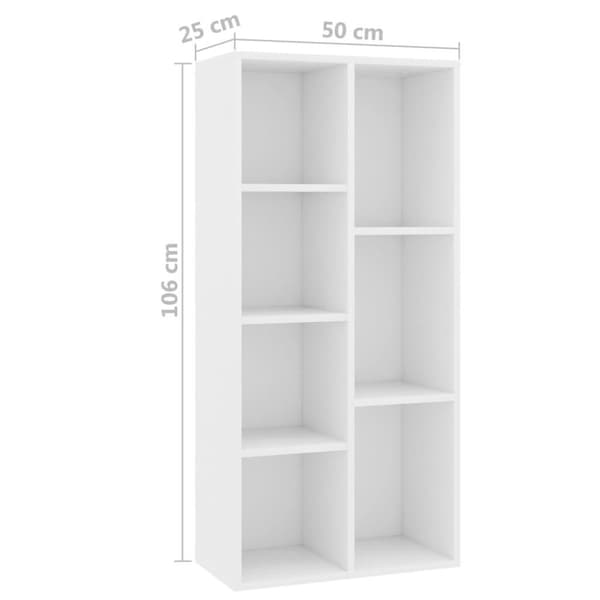 vidaXL Bokhylle hvit 50x25x106 cm sponplate